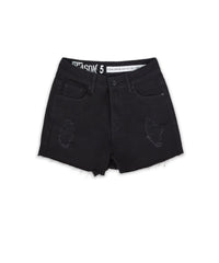 Thumbnail for Aria Women's Distressed Denim Shorts - Black