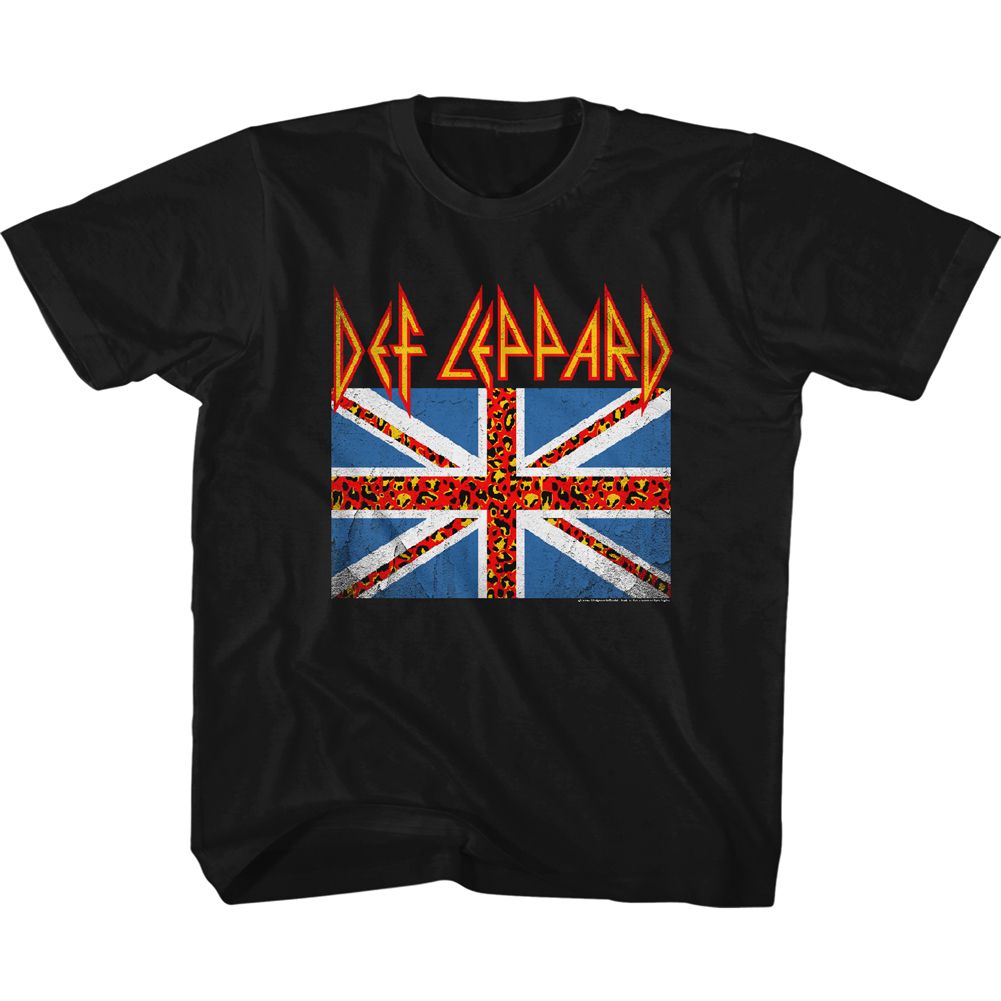 DEF LEPPARD-LEOPARD FLAG-BLACK YOUTH S/S TSHIRT