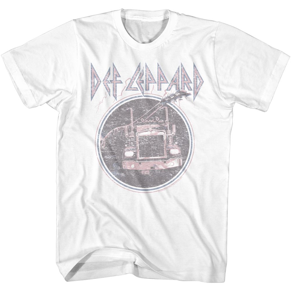 DEF LEPPARD-PINKTRUCKBLUE-WHITE ADULT S/S TSHIRT