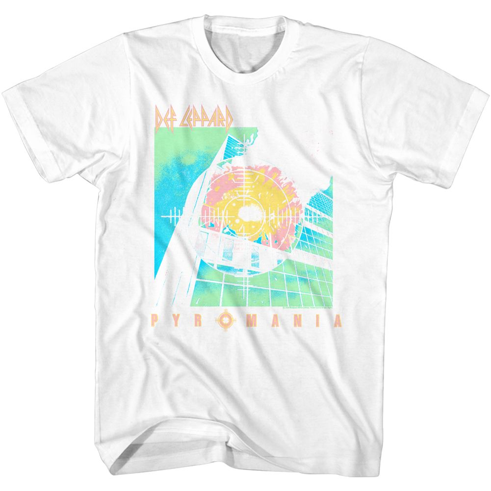 DEF LEPPARD-BRIGHT COLOR PYRO-WHITE ADULT S/S TSHIRT
