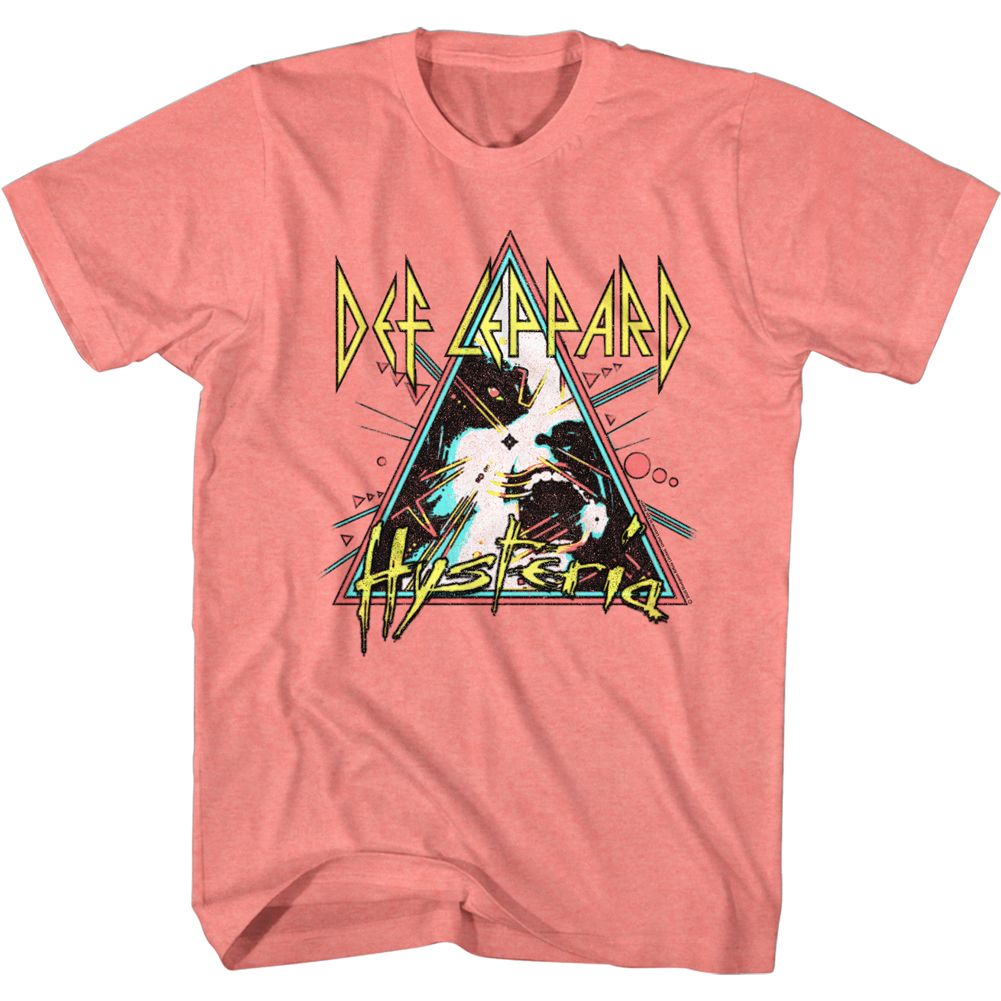 DEF LEPPARD-HYSTERIA TRIANGLE-CORAL SILK HEATHER ADULT S/S TSHIRT