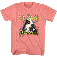 Thumbnail for DEF LEPPARD-HYSTERIA TRIANGLE-CORAL SILK HEATHER ADULT S/S TSHIRT