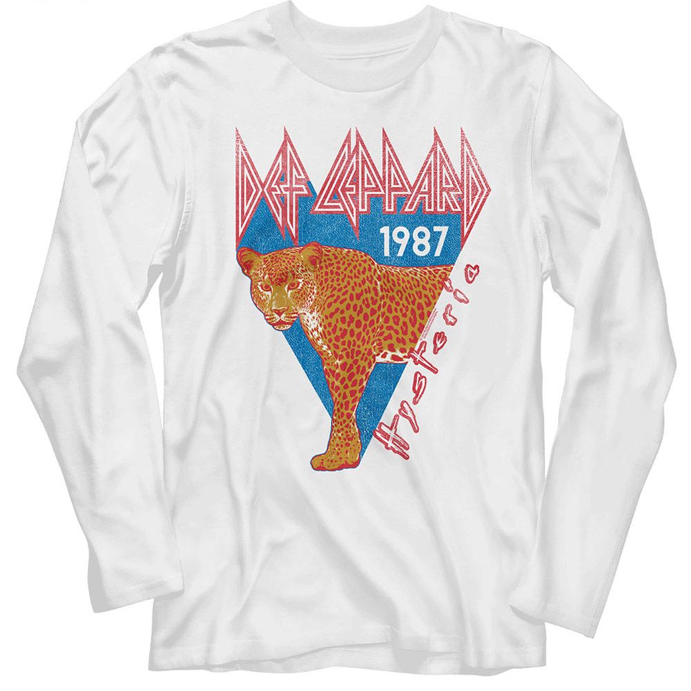 DEF LEPPARD-DEF LEPPARD HALF LEOPARD-WHITE ADULT L/S TSHIRT