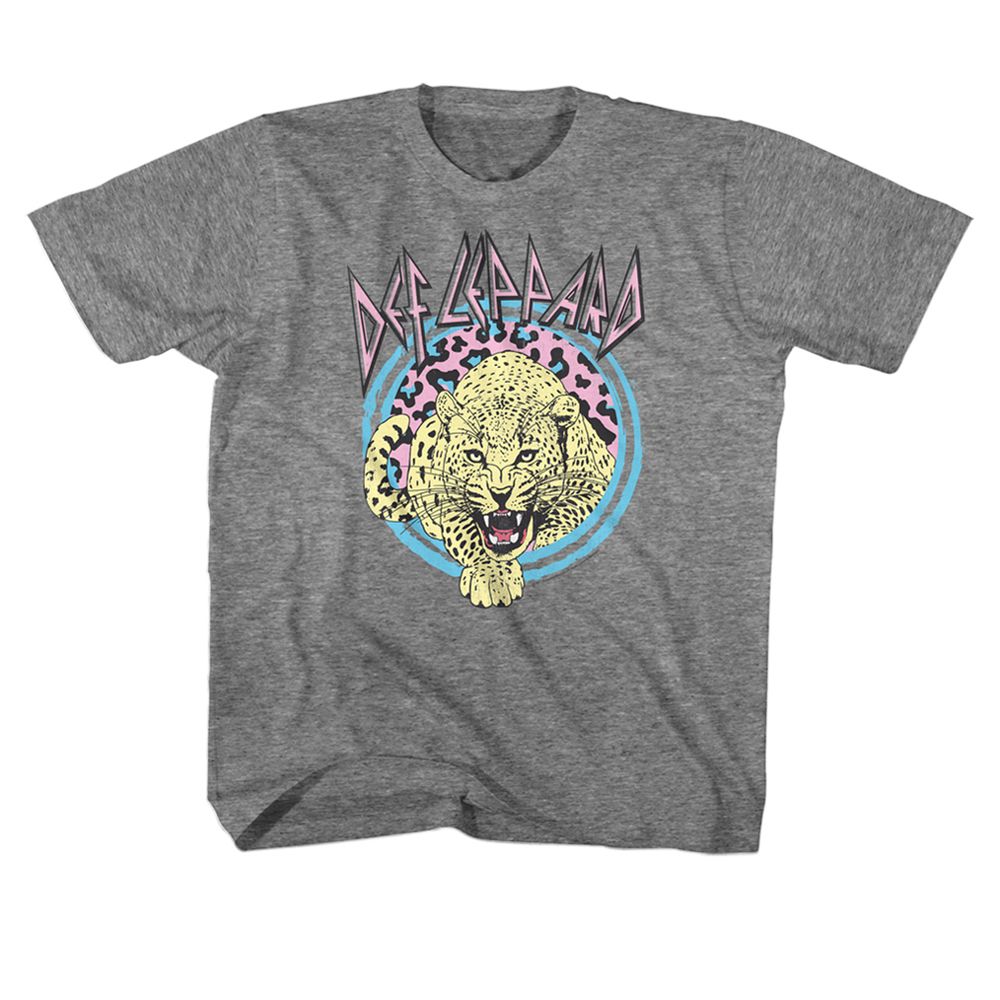 DEF LEPPARD-PASTEL LEPPARD 2-GRAPHITE HEATHER YOUTH S/S TSHIRT
