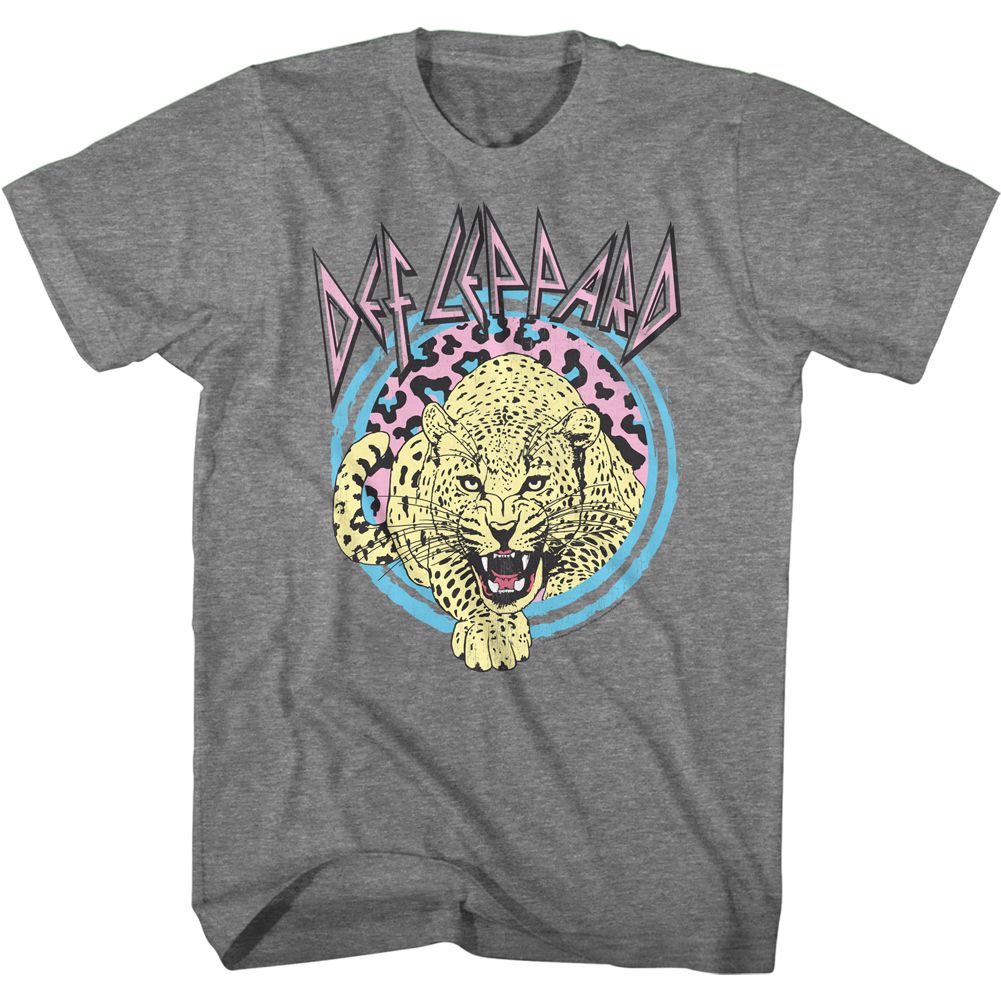 DEF LEPPARD-PASTEL LEPPARD 2-GRAPHITE HEATHER ADULT S/S TSHIRT