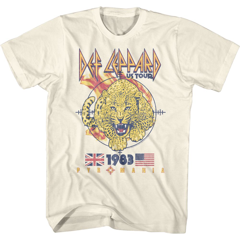DEF LEPPARD-PYROMANIA LEOPARD-NATURAL ADULT S/S TSHIRT