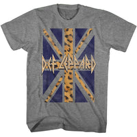 Thumbnail for DEF LEPPARD-DEF LEPPARD LEOPARD FLAG-GRAPHITE HEATHER ADULT S/S TSHIRT
