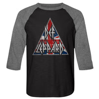 Thumbnail for DEF LEPPARD-BRITLOGO-VINTAGE BLACK/PREMIUM HEATHER ADULT 3/4 SLEEVE RAGLAN