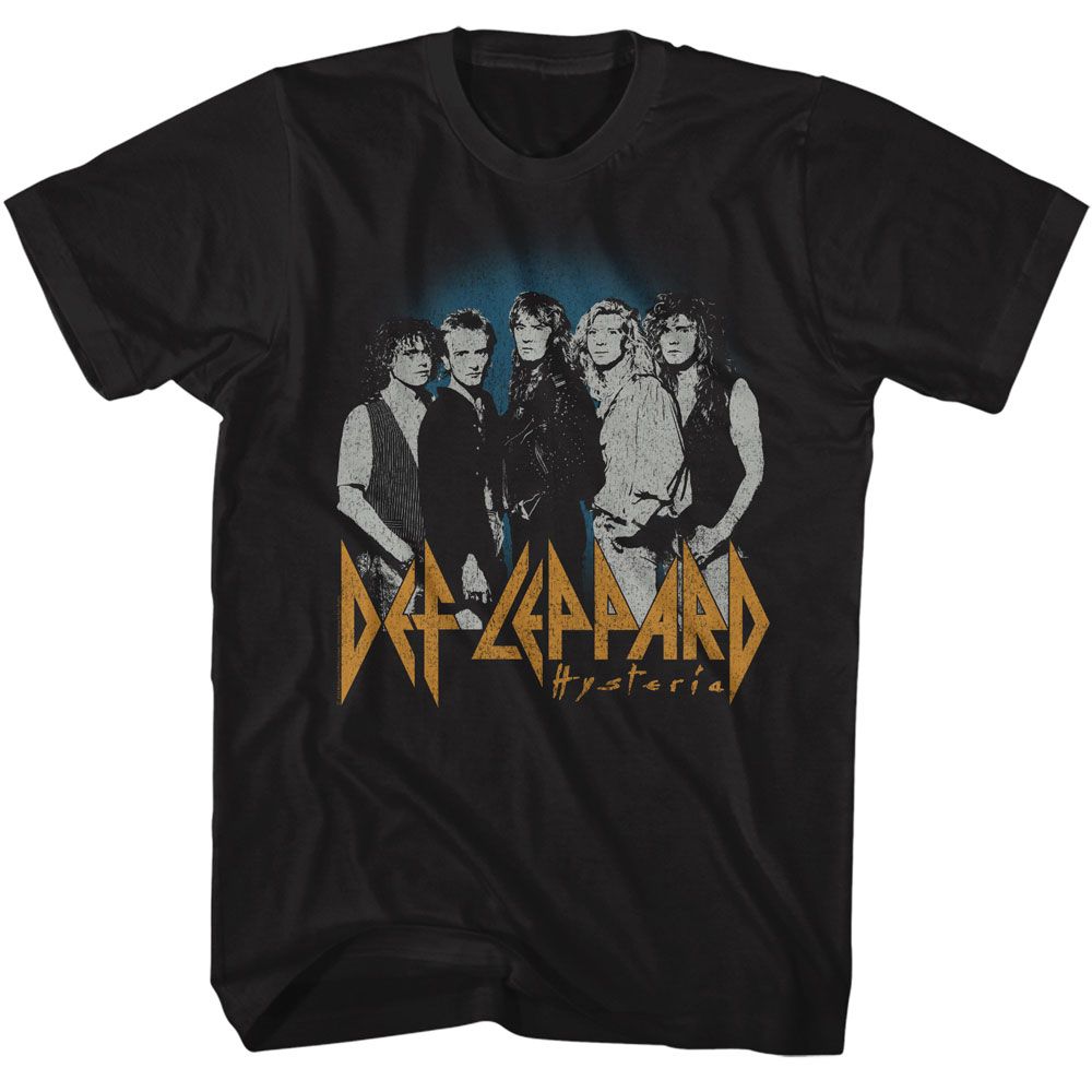 DEF LEPPARD-DEF LEPPARD BLUE FADE BACKGROUND-BLACK ADULT S/S TSHIRT