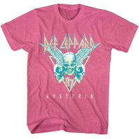 Thumbnail for DEF LEPPARD-DEF LEPPARD SKULLS 3 TONE-RETRO PINK HEATHER ADULT S/S TSHIRT