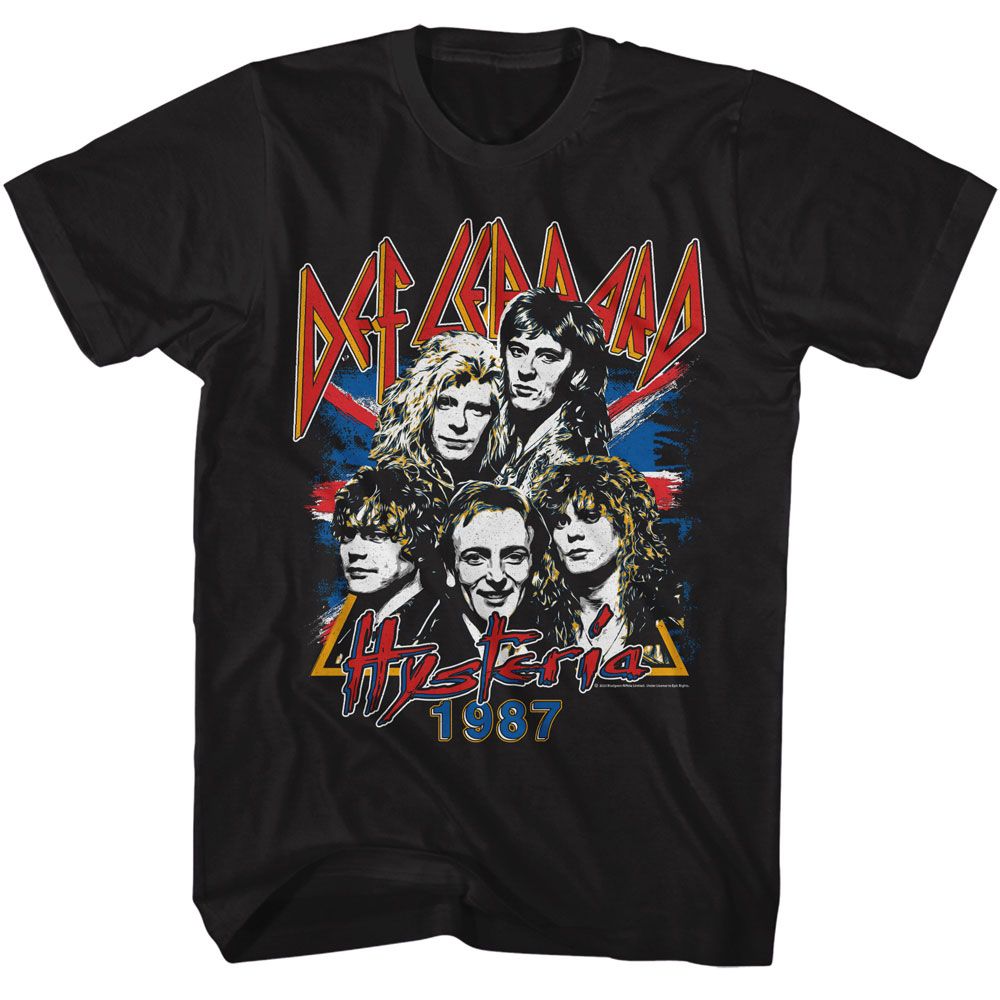 DEF LEPPARD-DEF LEPPARD HYSTERIA 1987-BLACK ADULT S/S TSHIRT