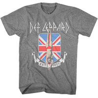 Thumbnail for DEF LEPPARD-DEF LEPPARD DIVER UNION JACK-GRAPHITE HEATHER ADULT S/S TSHIRT