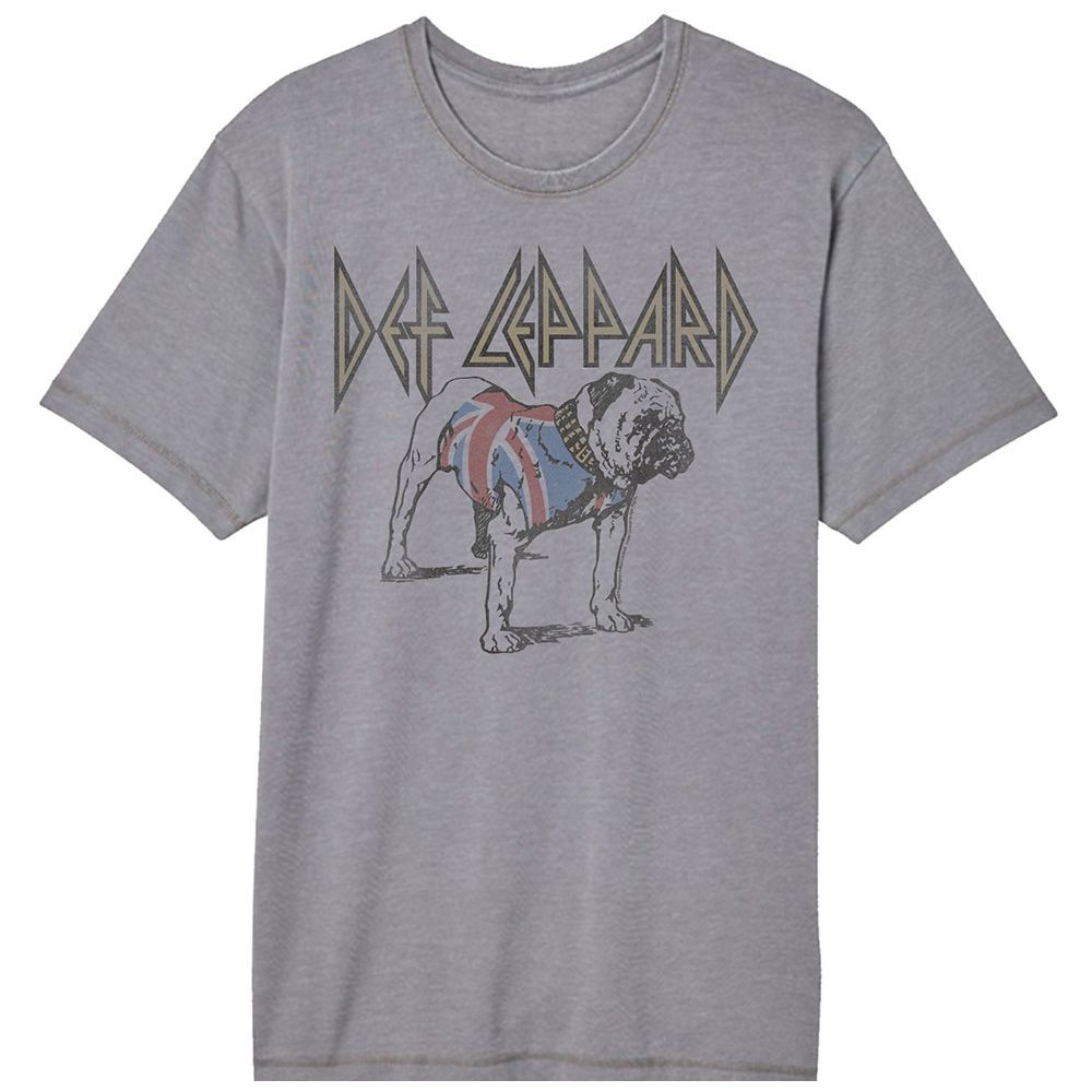 DEF LEPPARD-DEF LEPPARD BULLDOG-GRAY ADULT S/S VINTAGE WASH TSHIRT