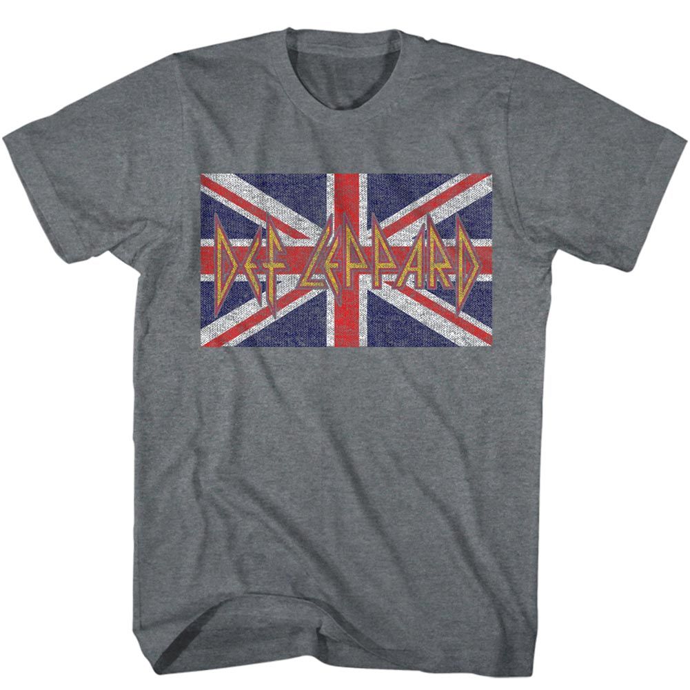 DEF LEPPARD-DEF LEPPARD FLAG-GRAPHITE HEATHER ADULT S/S TSHIRT