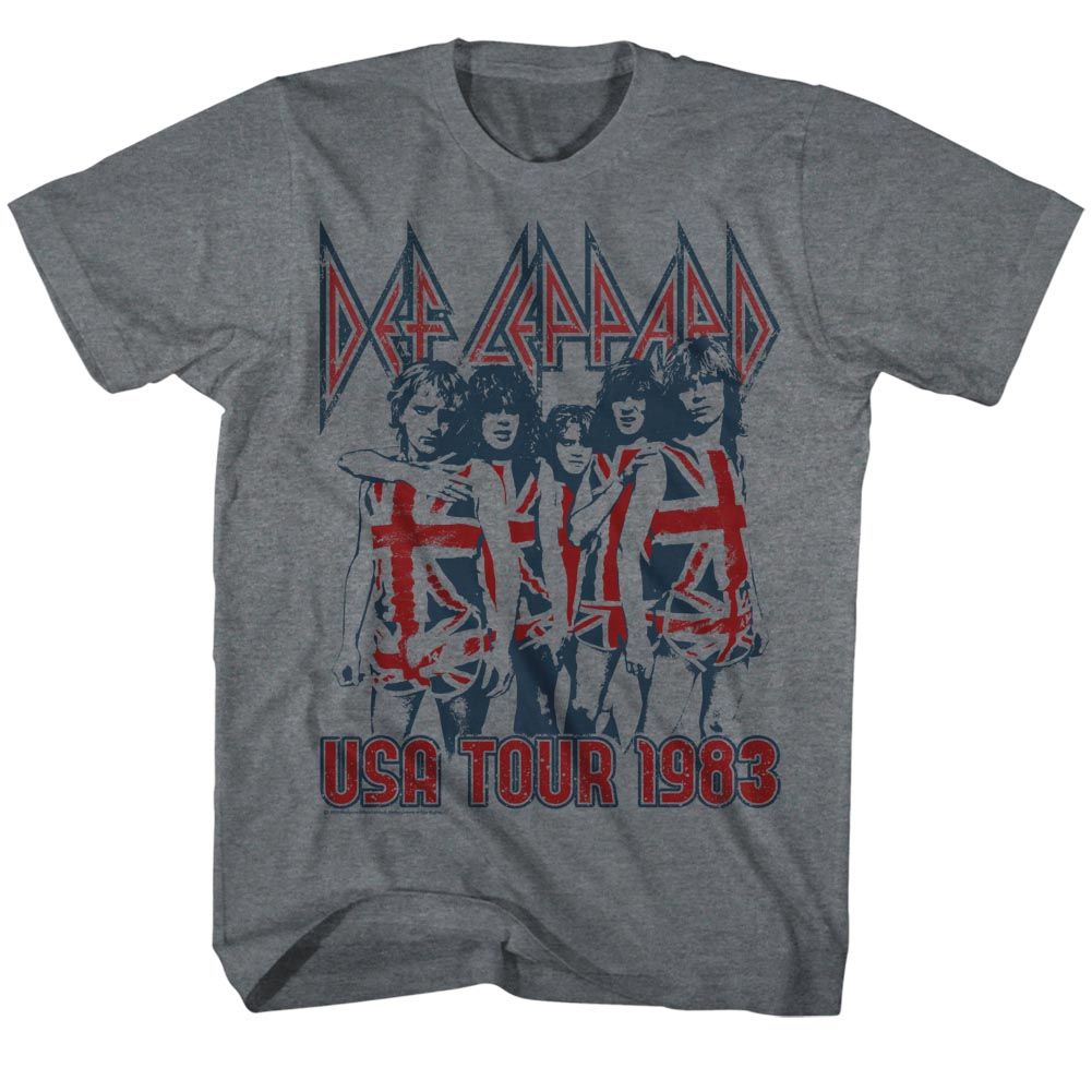 DEF LEPPARD-USA TOUR 1983-GRAY HEATHER ADULT S/S TSHIRT
