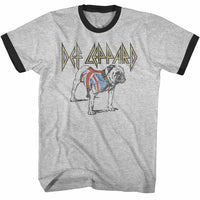 Thumbnail for DEF LEPPARD-BULLDOG-GRAY HEATHER/BLACK ADULT S/S RINGER TSHIRT