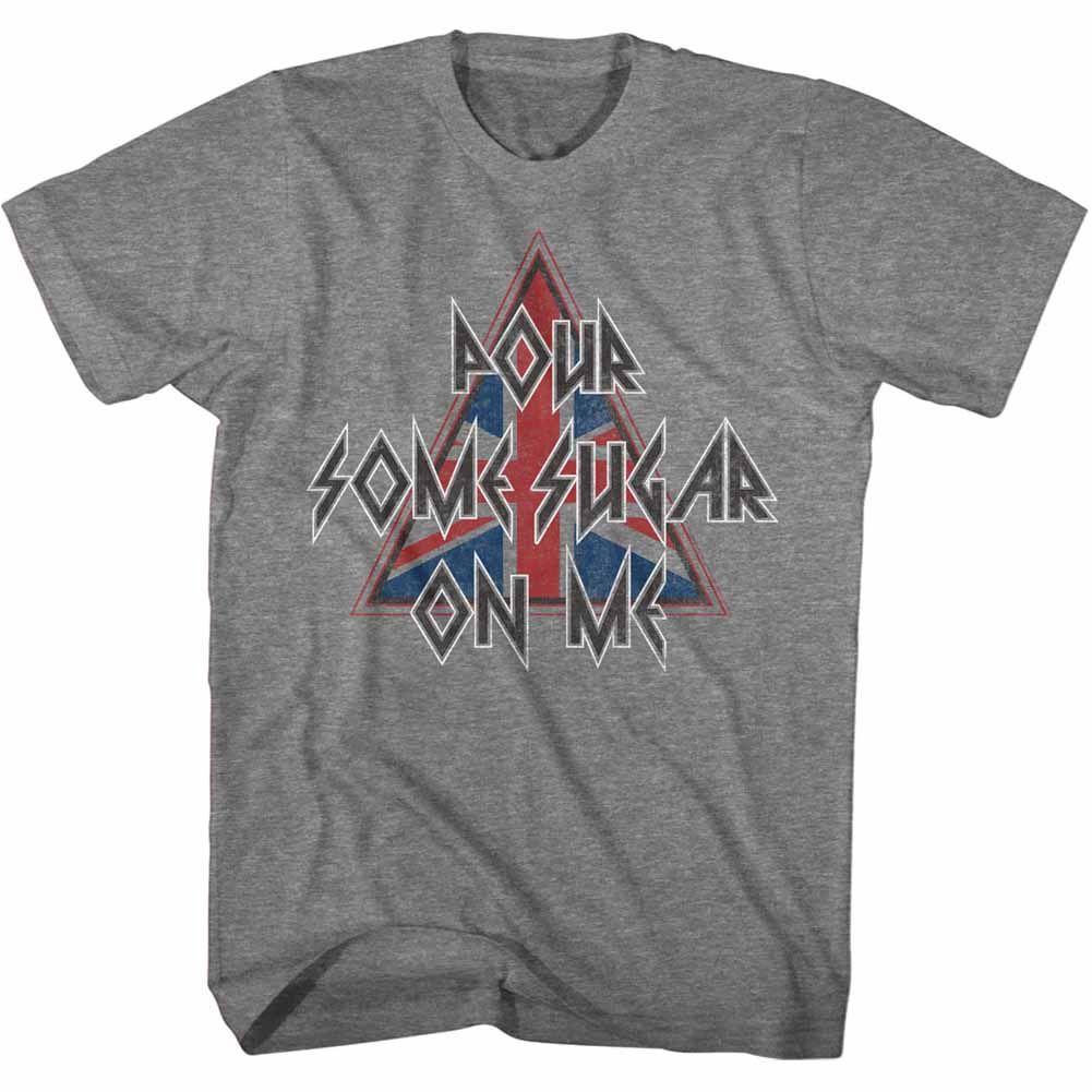 DEF LEPPARD-POUR SOME TRIANGLE-GRAPHITE HEATHER ADULT S/S TSHIRT