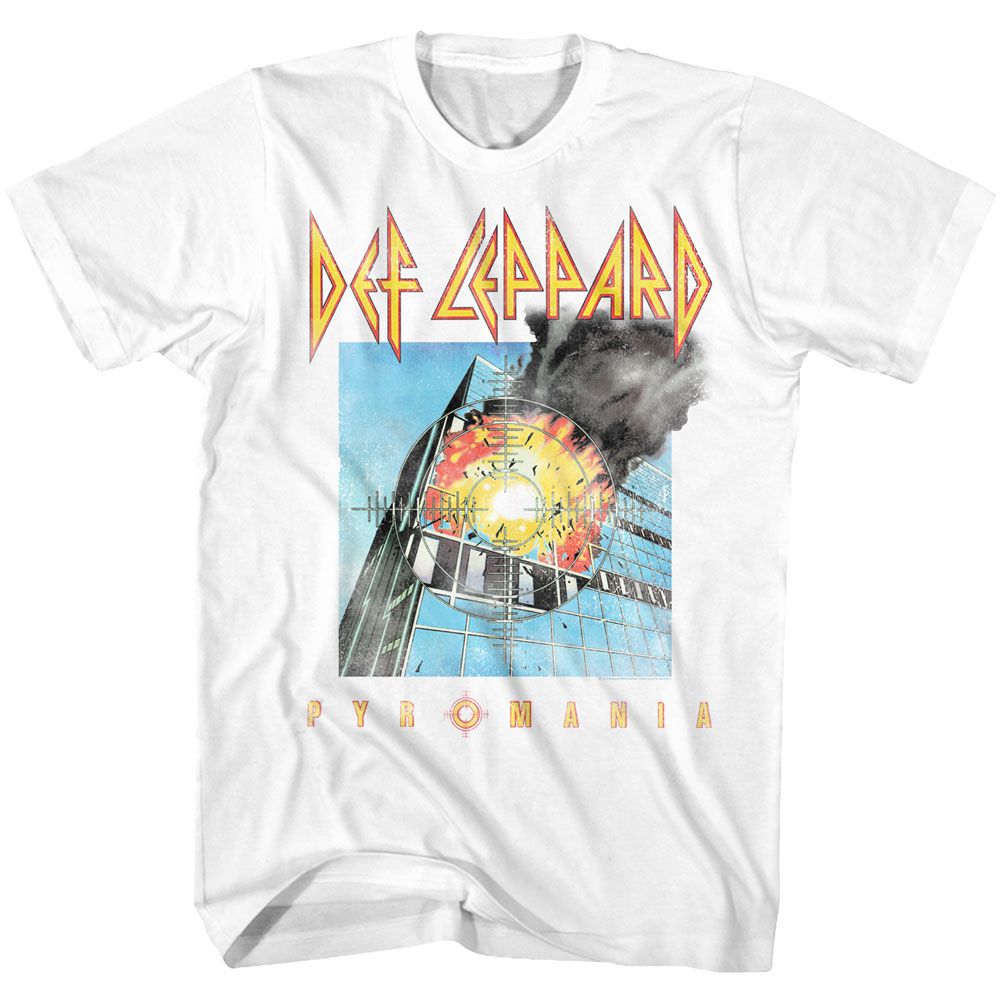 DEF LEPPARD-FADED PYROMANIA-WHITE ADULT S/S TSHIRT