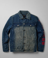 Thumbnail for Indigo Fire Denim Jacket - Blue