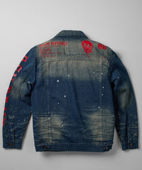 Thumbnail for Indigo Fire Denim Jacket - Blue