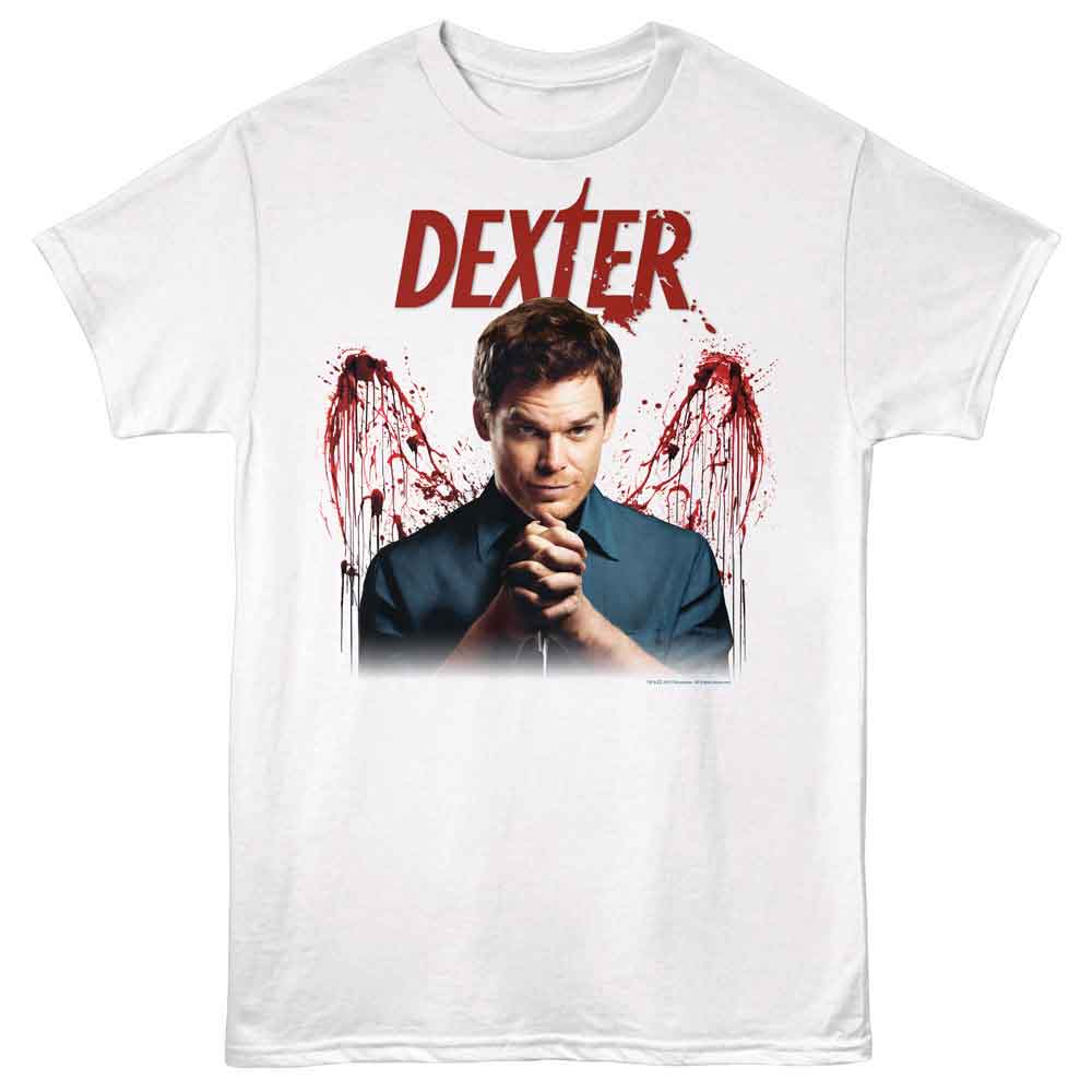 DEXTER-DEXTER BLOOD WINGS-WHITE ADULT S/S TSHIRT