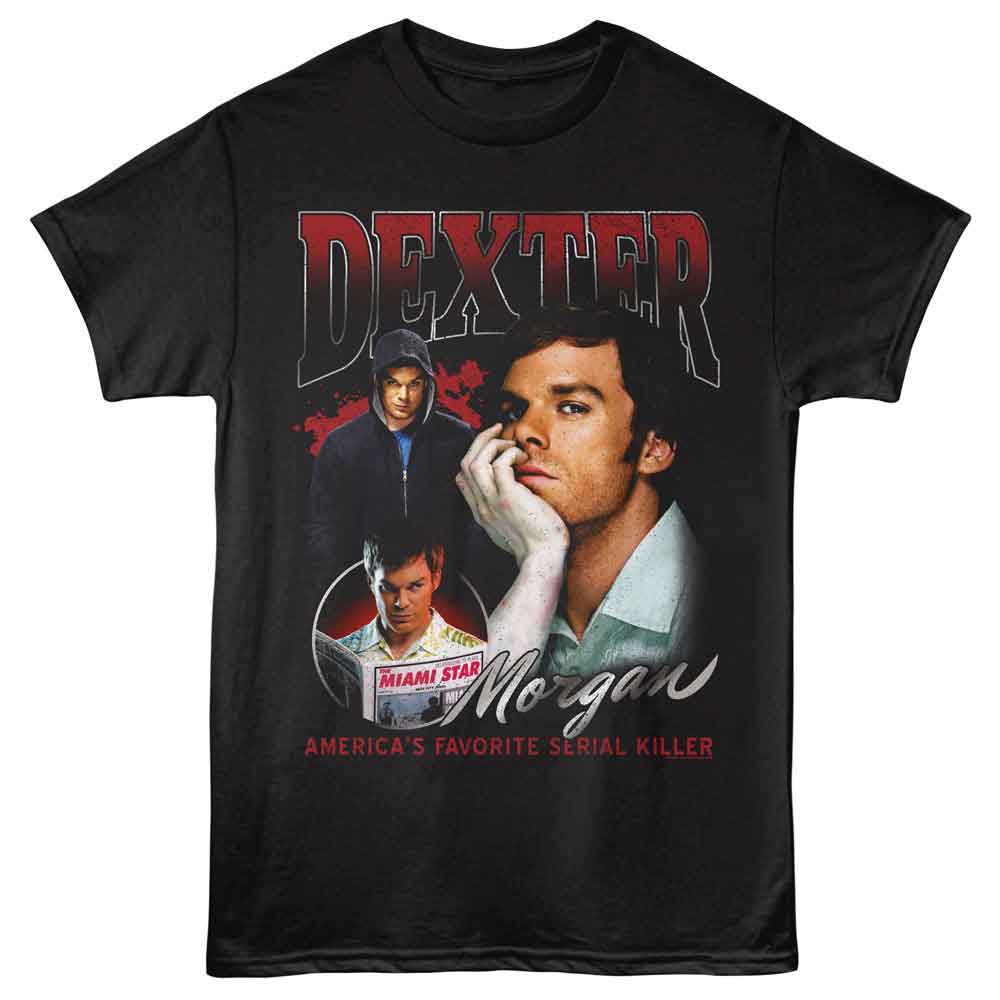 DEXTER-DEXTER MORGAN COLLAGE-BLACK ADULT S/S TSHIRT