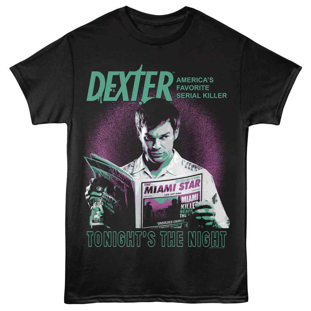 DEXTER-DEXTER TONIGHTS THE NIGHT-BLACK ADULT S/S TSHIRT