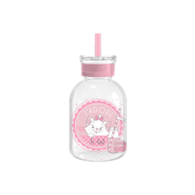 Disney Aristocats French Marie Love  15oz Glass Milk Bottle w Straw – 12 pc ppk ($7.00 each)
