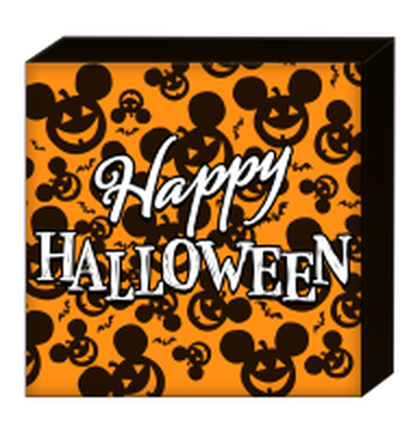 Disney Halloween Mickey Jack O Lantern Pattern  6" x 6" x 1.5" Box Wall Sign – 16 pc ppk ($4.25 each)