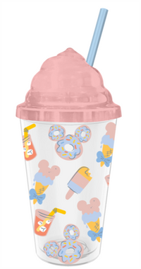 Thumbnail for Disney Mickey Mouse Donut Pattern  16oz Ice Cream Shape Cold Cup w Lid and Straw – 12 pc ppk ($5.25 each)