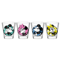 Thumbnail for Mickey & Minnie Color Pop Circles  4pc. 1.5oz. Mini Glass Set 4x1 – 24 pc ppk ($6.00 each)