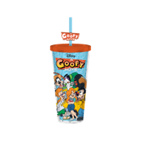 Thumbnail for Goofy Movie Retro Group Shot And Logo  24oz Plastic Cold Cup w/ Lid and Topper Straw – 12 pc ppk ($6.50 each)