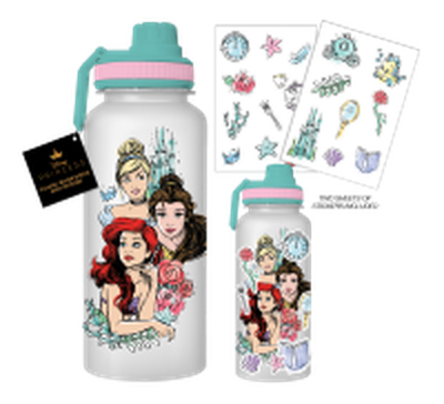 Disney Princess Floral Trio  32oz Twist Spout Plastic Bottle w Sticker Set – 12 pc ppk ($6.75 each)