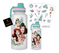 Thumbnail for Disney Princess Floral Trio  32oz Twist Spout Plastic Bottle w Sticker Set – 12 pc ppk ($6.75 each)