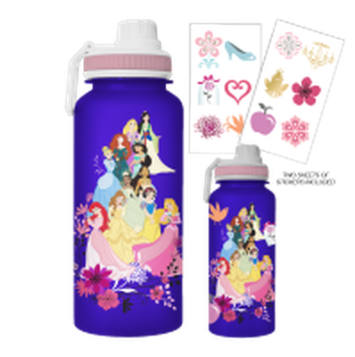 Disney Princess Group 32oz Twist Spout Plastic Bottle w Sticker Set – 12 pc ppk ($6.75 each)
