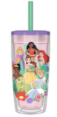 Disney Princess Fun and Bold Group Floral  20oz Spill Resistant Plastic Tumbler – 12 pc ppk ($5.75 each)