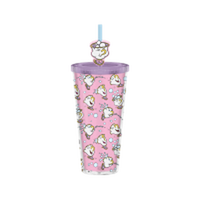 Thumbnail for Beauty and the Beast Chip Bubbles Pattern 24oz Plastic Cold Cup w/ Lid and Topper Straw – 12 pc ppk ($6.50 each)