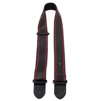 Thumbnail for BLACK SOFT GLOVE LEATHER WITH RED FANCY STITCH GUITAR STRAP