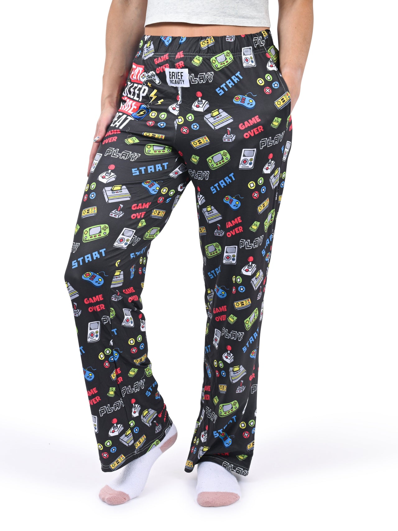 Eat, Sleep, Game, Repeat Lounge Pants side angle view
