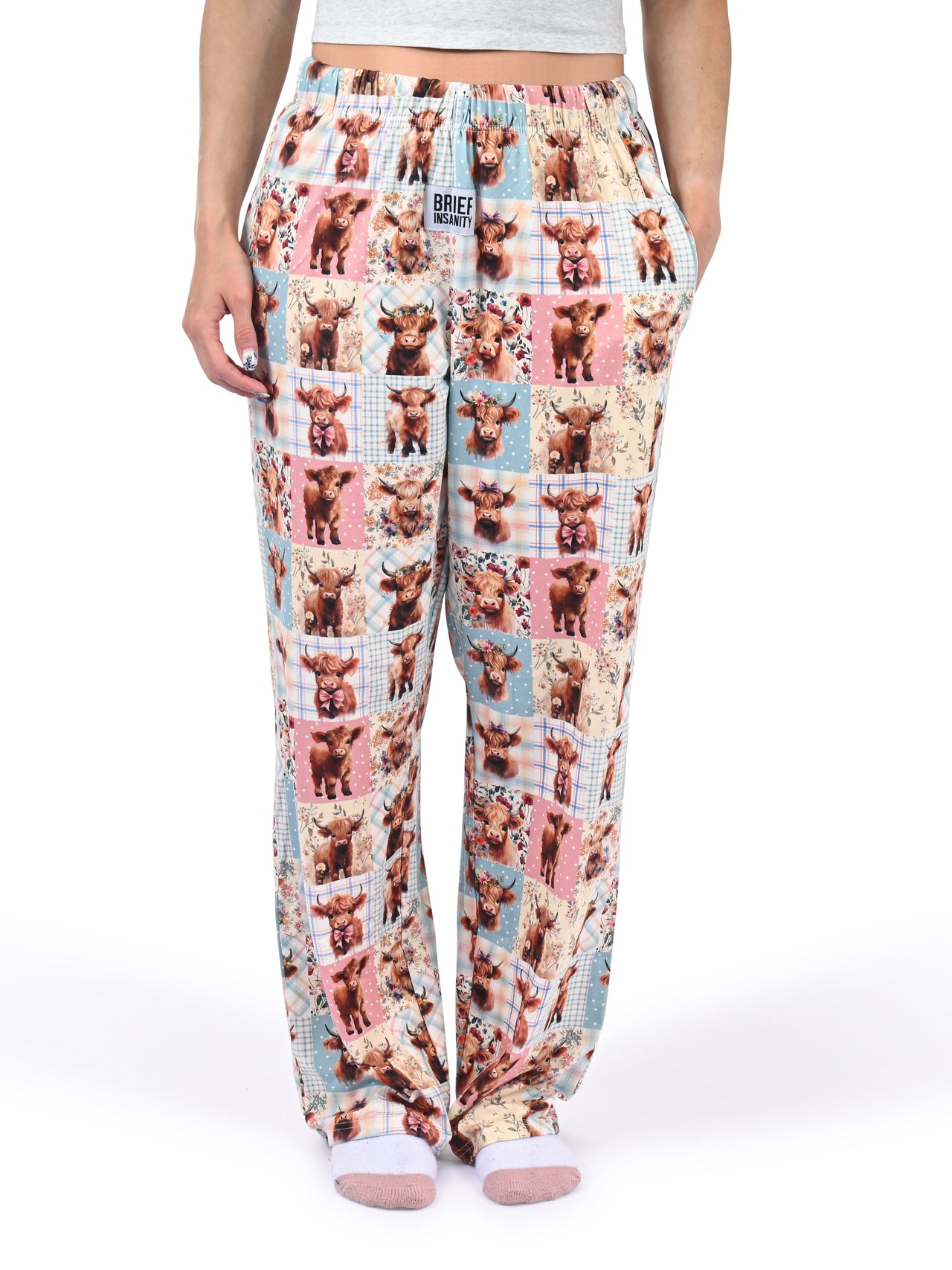 Highland Cow Quilt Pajama Pants front view
