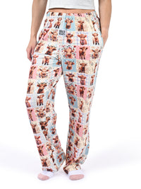 Thumbnail for Highland Cow Quilt Pajama Pants side angle view