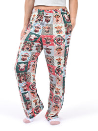 Thumbnail for Christmas Highland Cow Quilt Lounge Pants side angle view