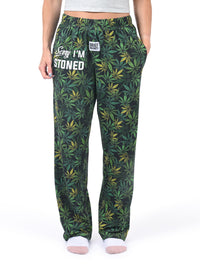 Thumbnail for Sorry I'm Stoned Marijuana Lounge Pants front view