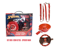 Thumbnail for CLANDY - Travel Dog Set - Spiderman - Disc Rope, Leash and Collapsing Water Dish- 4 PC PPK ($12.50 EACH)