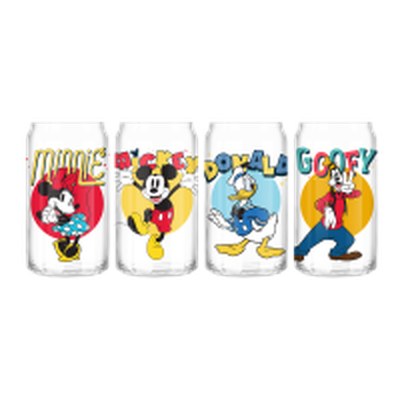 Disney Classic Simply Bold Mickey and Friends  4pc 16oz Can Glass Set – 8 pc ppk ($14.50 each)