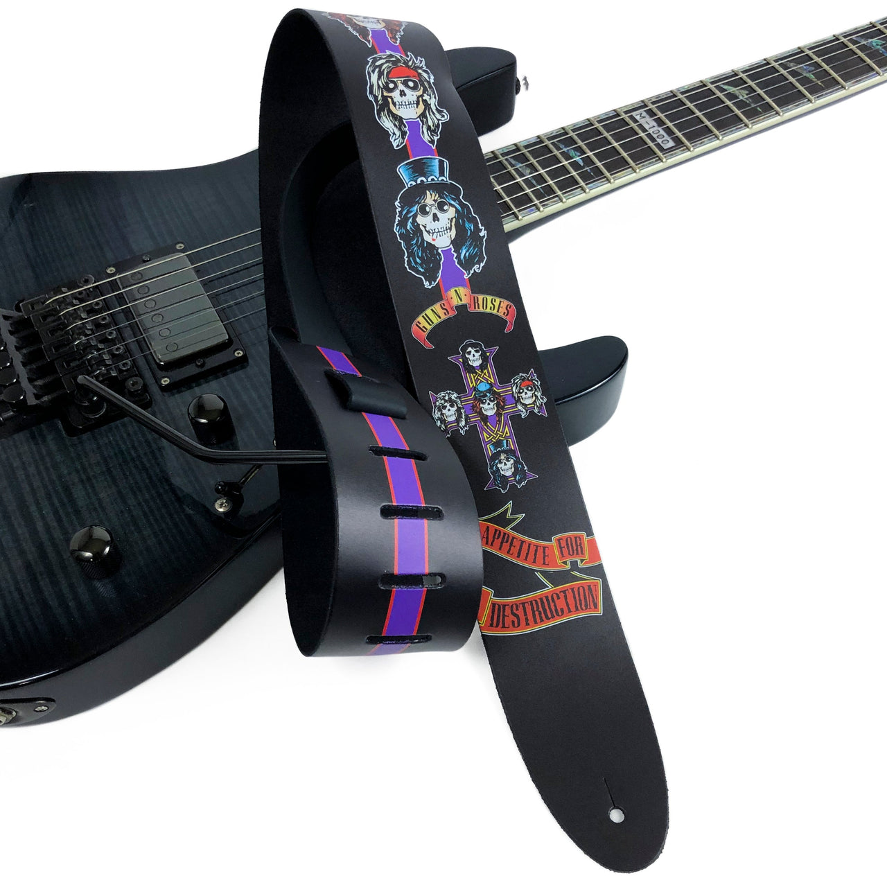 GUNS N ROSES APPETITE FOR DESTRUCTION PRINTED LEATHER GUITAR STRAP