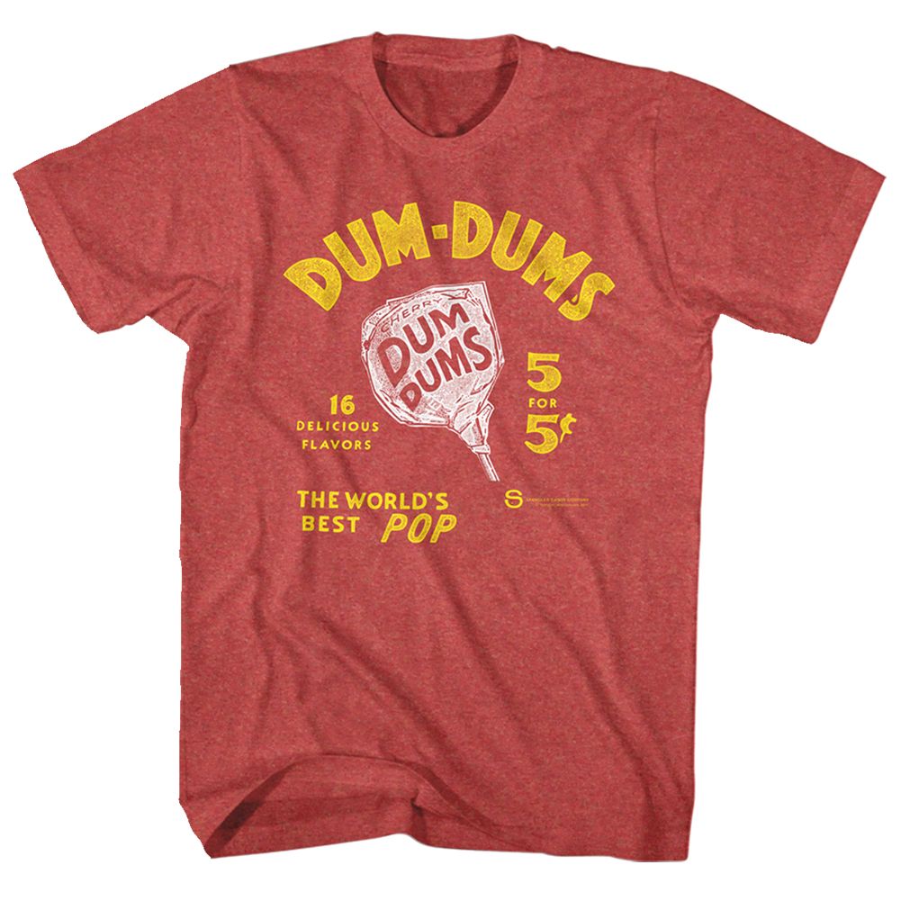 DUM DUMS-WORLDS BEST POP-RED HEATHER ADULT S/S TSHIRT