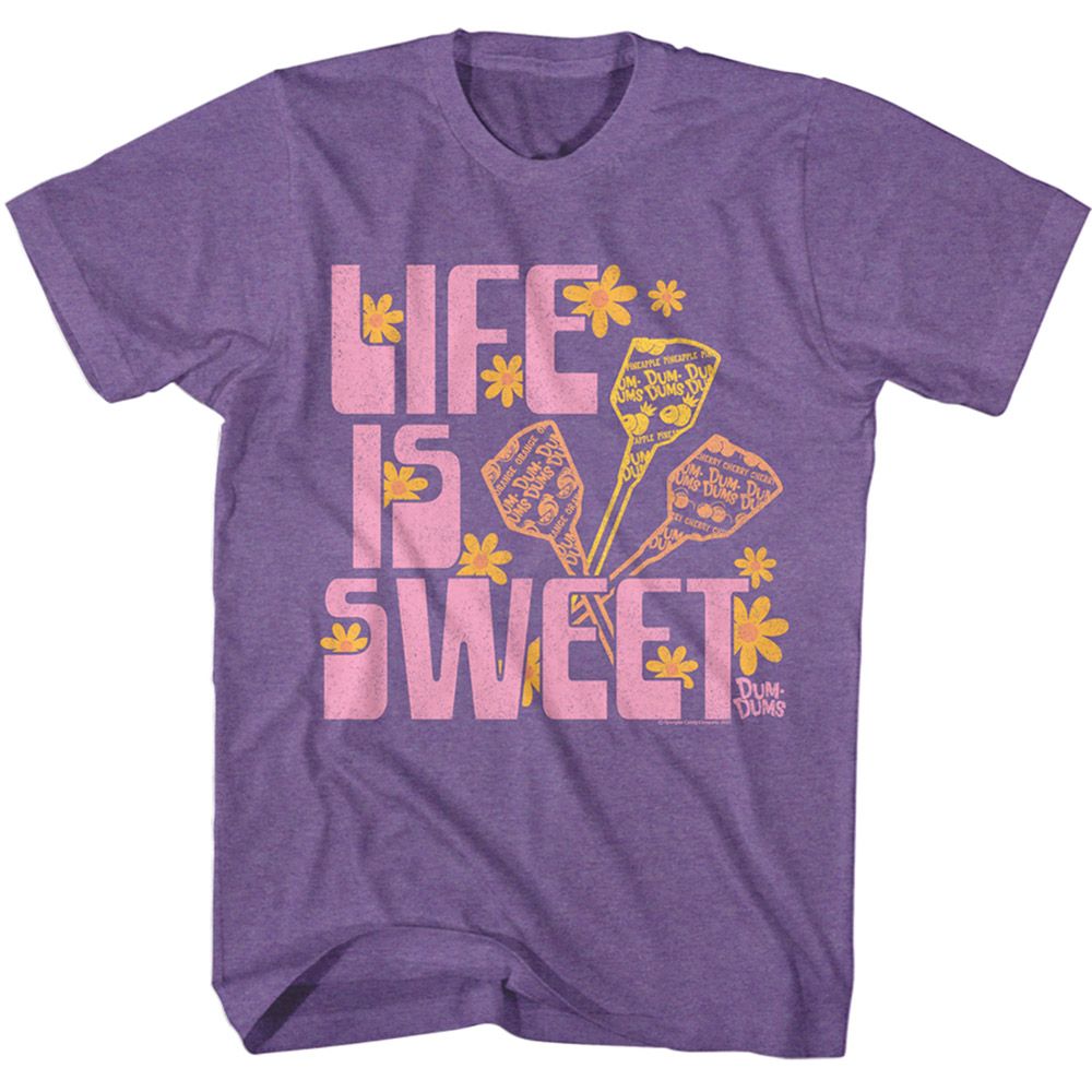 DUM DUMS-DUM DUMS LIFE IS SWEET-PURPLE HEATHER ADULT S/S TSHIRT