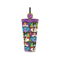 Thumbnail for Disney Stained Glass Villain Pattern Glitter  24oz Plastic Cold Cup w/ Lid and Topper Straw – 12 pc ppk ($7.00 each)