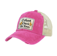 Thumbnail for BRIEF INSANITY Cutest Chick In Town Vintage Distressed Trucker Adult Hat